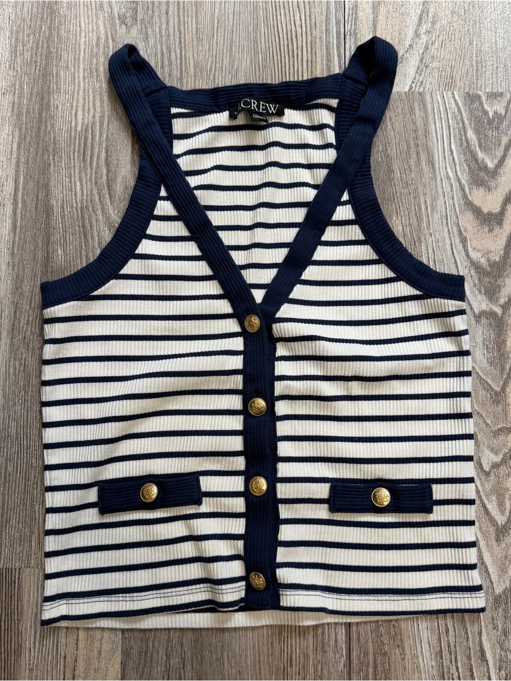 J. Crew‎ Women’s Navy & White Striped Button-Front Tank size S